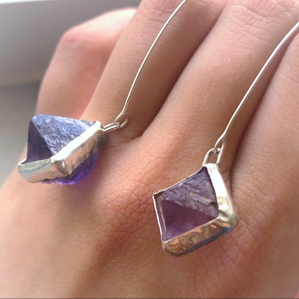 Rainbow Fluorite Sterling Silver Threader Earrings - image 3